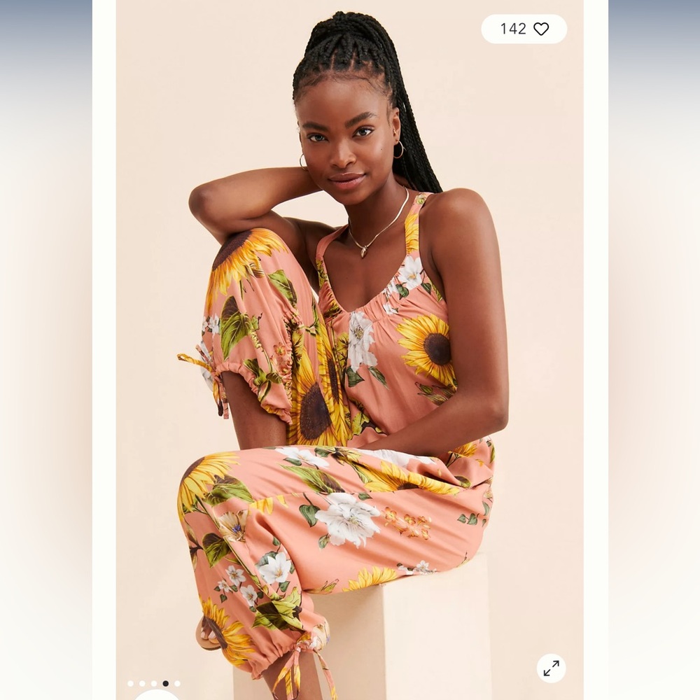 Agua Bendita Floral Jumpsuit in Pink and Yellow